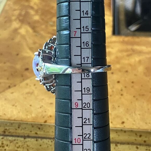 Rare Tiffany Stone Red Garnet Sterling Silver Cocktail Ring Size 8 - Picture 8 of 9